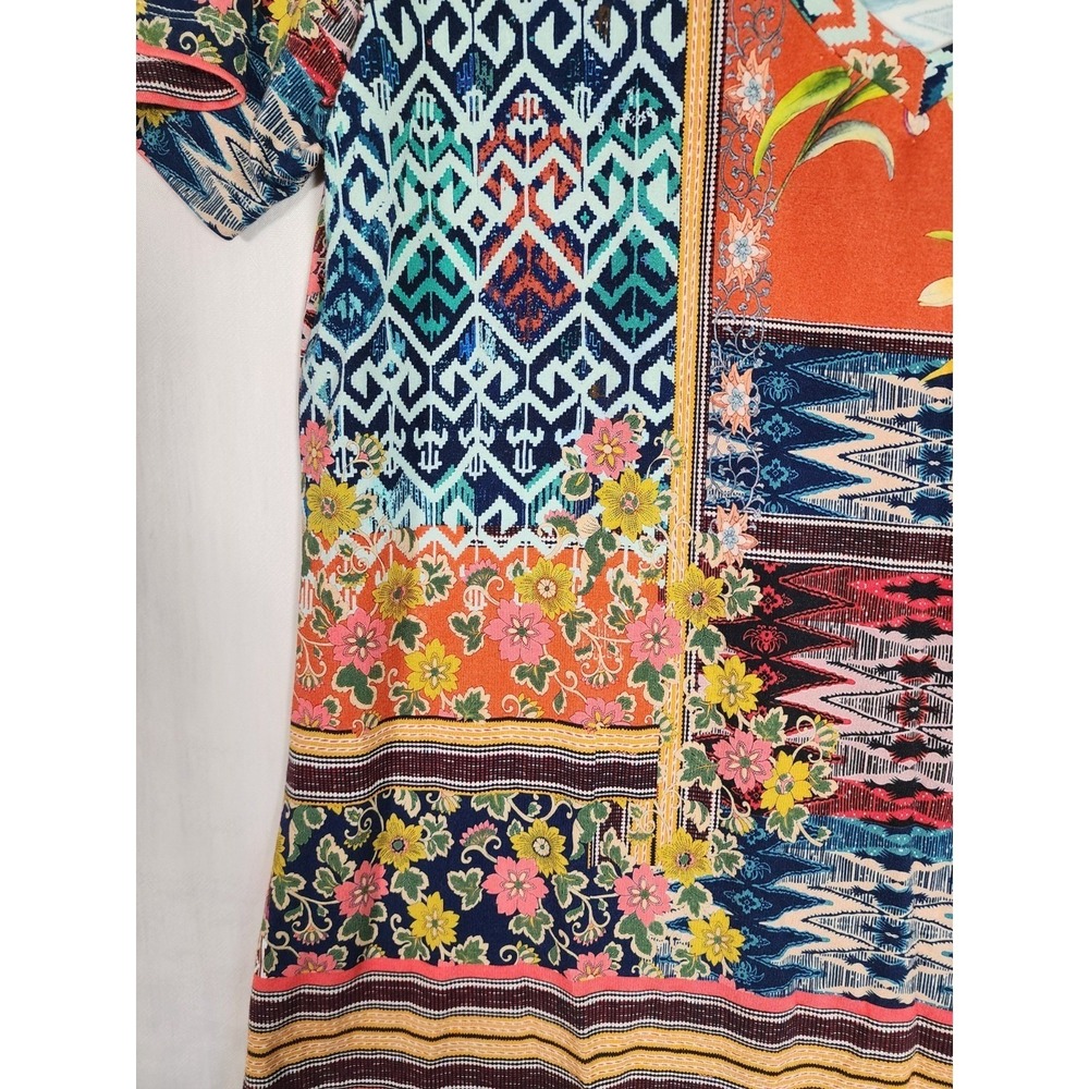 Johnny Was M Patchwork Boho Bamboo Tunic Top Artsy Festival Eclectic Boutique - Picture 6 of 7